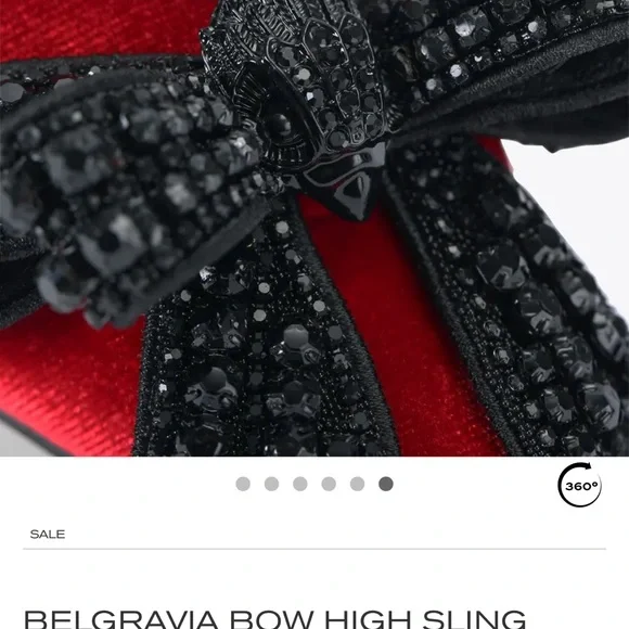 Kurt Geiger Red Heels with Black Embellished Bow - Picture 6 of 6